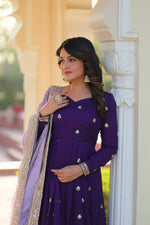 Thumbnail for Preksha Creation Premium Designer Readymade Star Georgette With Embroidery Zari Sequins-Work Gown With Dupatta
