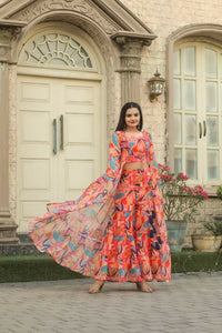 Thumbnail for Preksha Creation Western Style Georgette Women Shrug With Blouse Shrug With Palazzo - Red