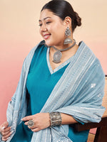 Thumbnail for Sztori V-Neck Straight Kurta With Trouser & Dupatta - Distacart