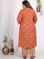 Thumbnail for Swasti Plus Size Floral Printed Gotta Patti Pure Cotton Kurta With Trousers & Dupatta