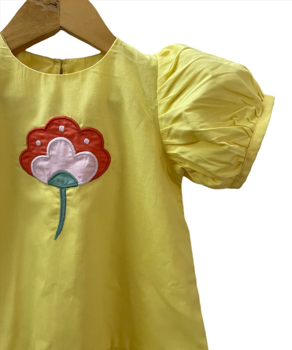 ArthLife Yellow Flower Patch Casual Dress - Distacart