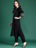 Thumbnail for Indo Era Ethnic Motifs Embroidered Regular Kurta with Trousers