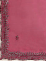 Thumbnail for Anouk Pink & Silver-Coloured Sequinned Organza Saree - Distacart