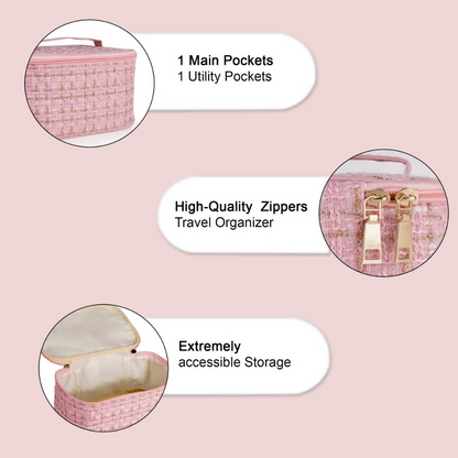 Bronson Professional Pink Makeup Pouch Cosmetic Organizer Kit - Dista