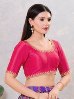 Thumbnail for Joban Fashion Women Silk Dark-Pink Stitched Blouse - Distacart