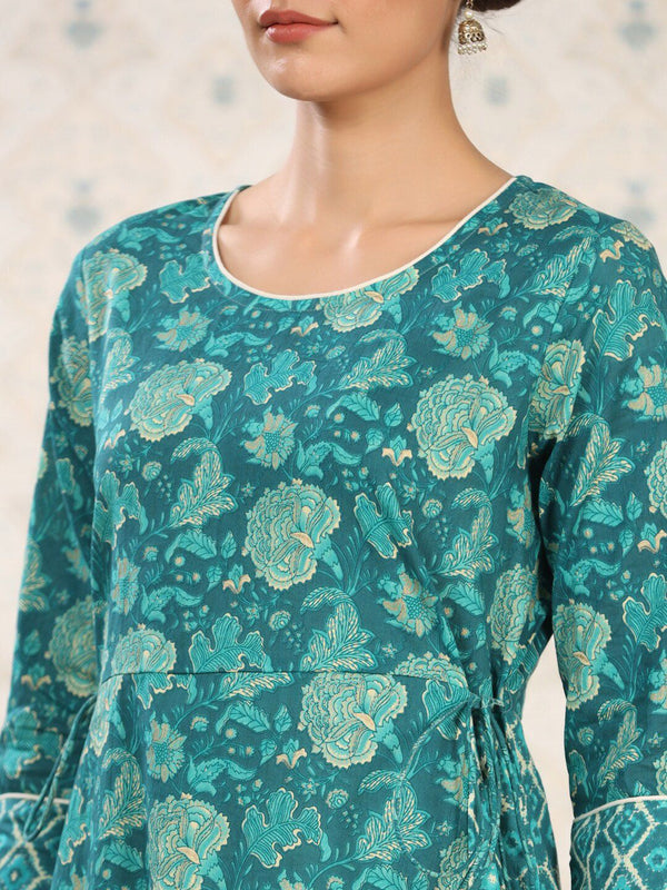 Ode by House of Pataudi Floral Printed Pure Cotton Kurta - Distacart