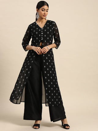 All About You Ethnic Motifs Print High-Slit Kurta with Palazzos - Distacart