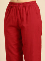 Thumbnail for Anouk Red & White Bandhani Print Mirror Work Cotton Straight Kurta Trousers Dupatta - Distacart