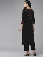 Thumbnail for ADA Ethnic Motifs Embroidered Chikankari Cotton Straight Kurta - Distacart
