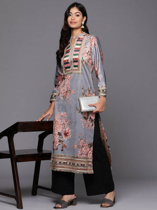 Ahalyaa Women's Traditional wear Kurta - Grey - Distacart