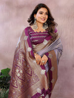 Thumbnail for Aastha Fashion Lavender Silk Sarees Weaving Saree - Distacart