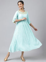 Thumbnail for AURELIA Women Blue Floral Maxi Dress - Distacart