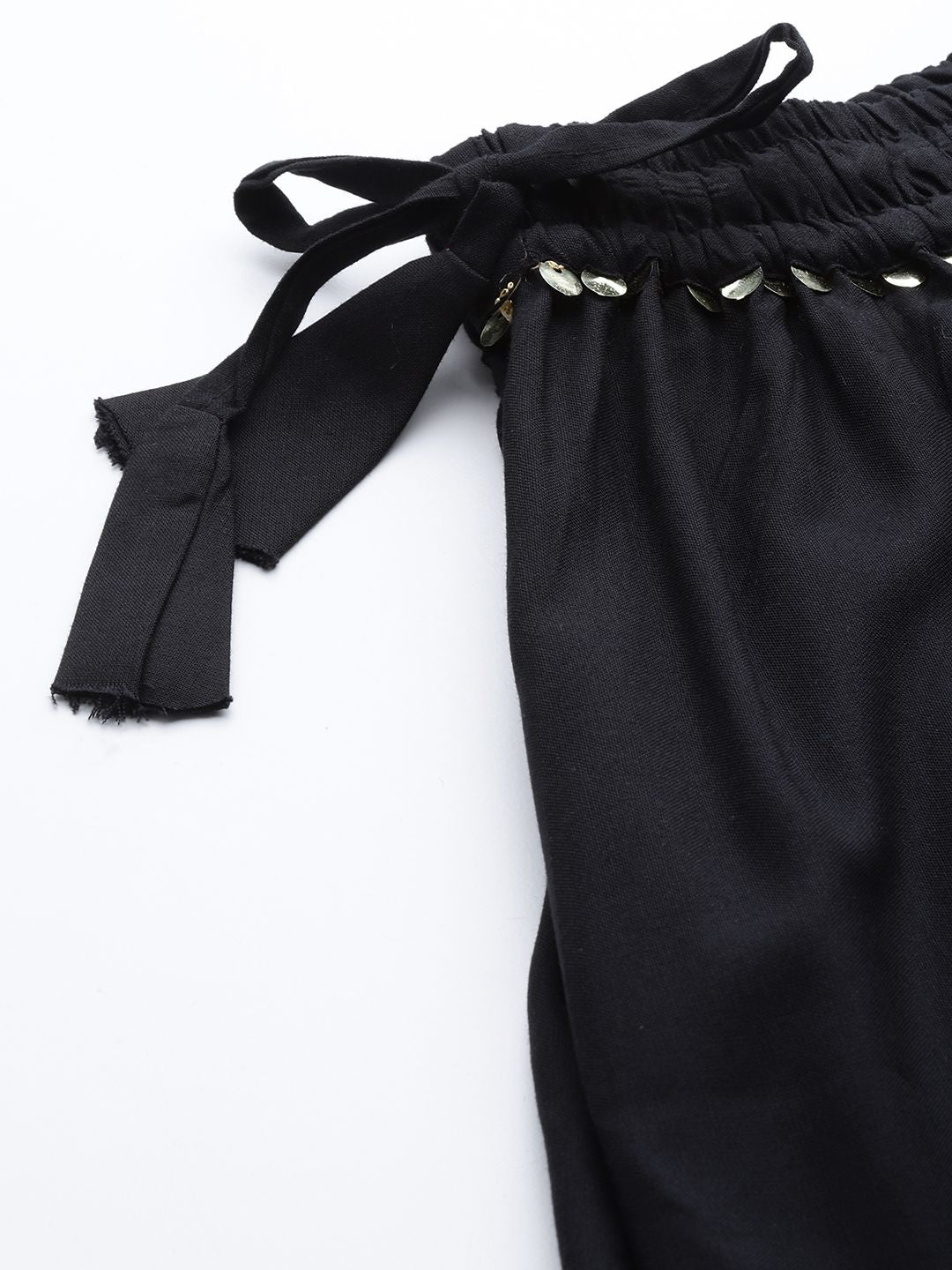 TAG 7 Women Black Solid Flared Palazzos