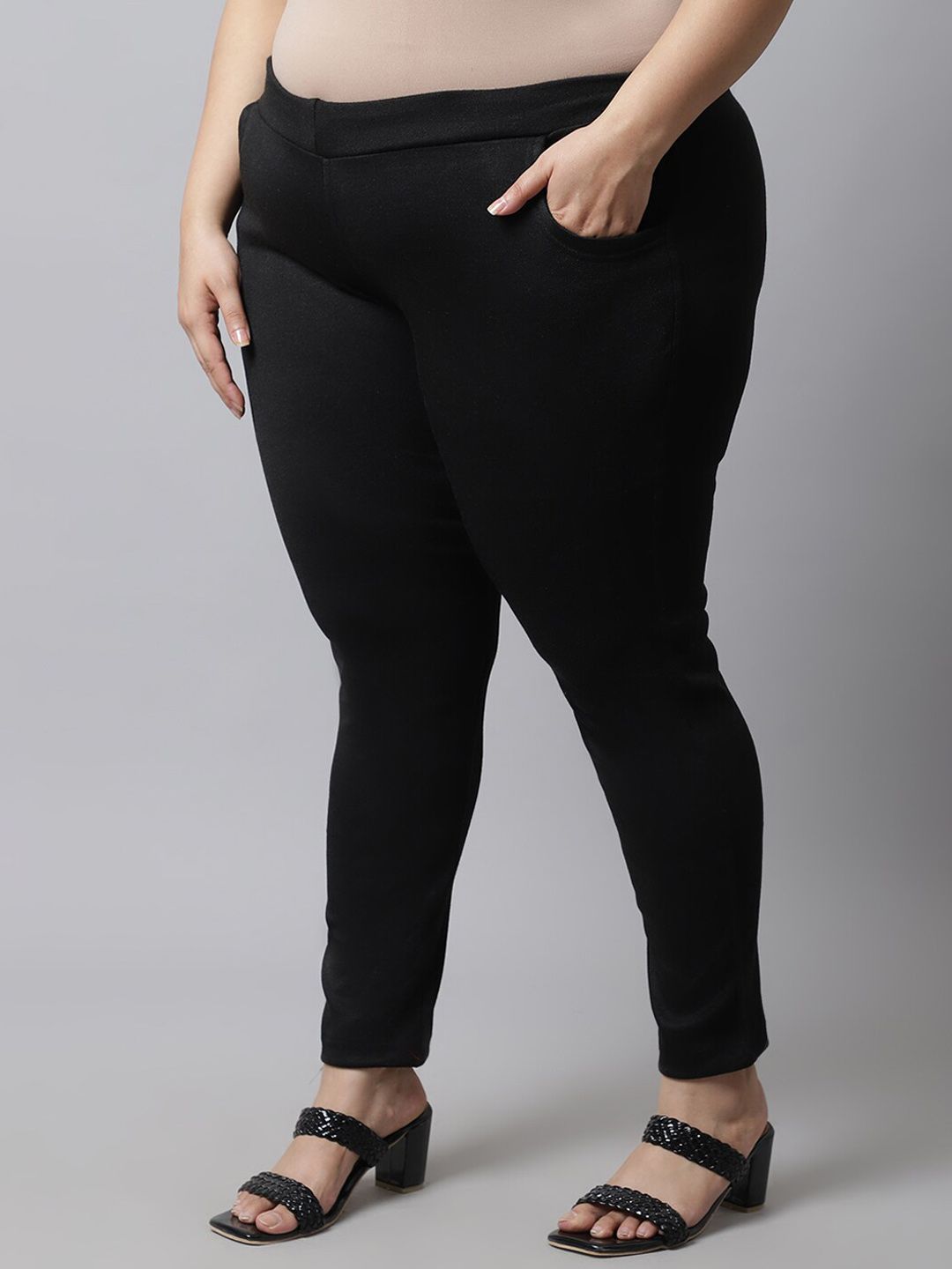 TAG 7 Women Plus Size Black Solid Ankle Length Leggings - Distacart