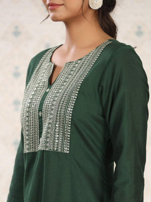 Ode by House of Pataudi Yoke Design Embroidered Kurta with Trousers - Distacart