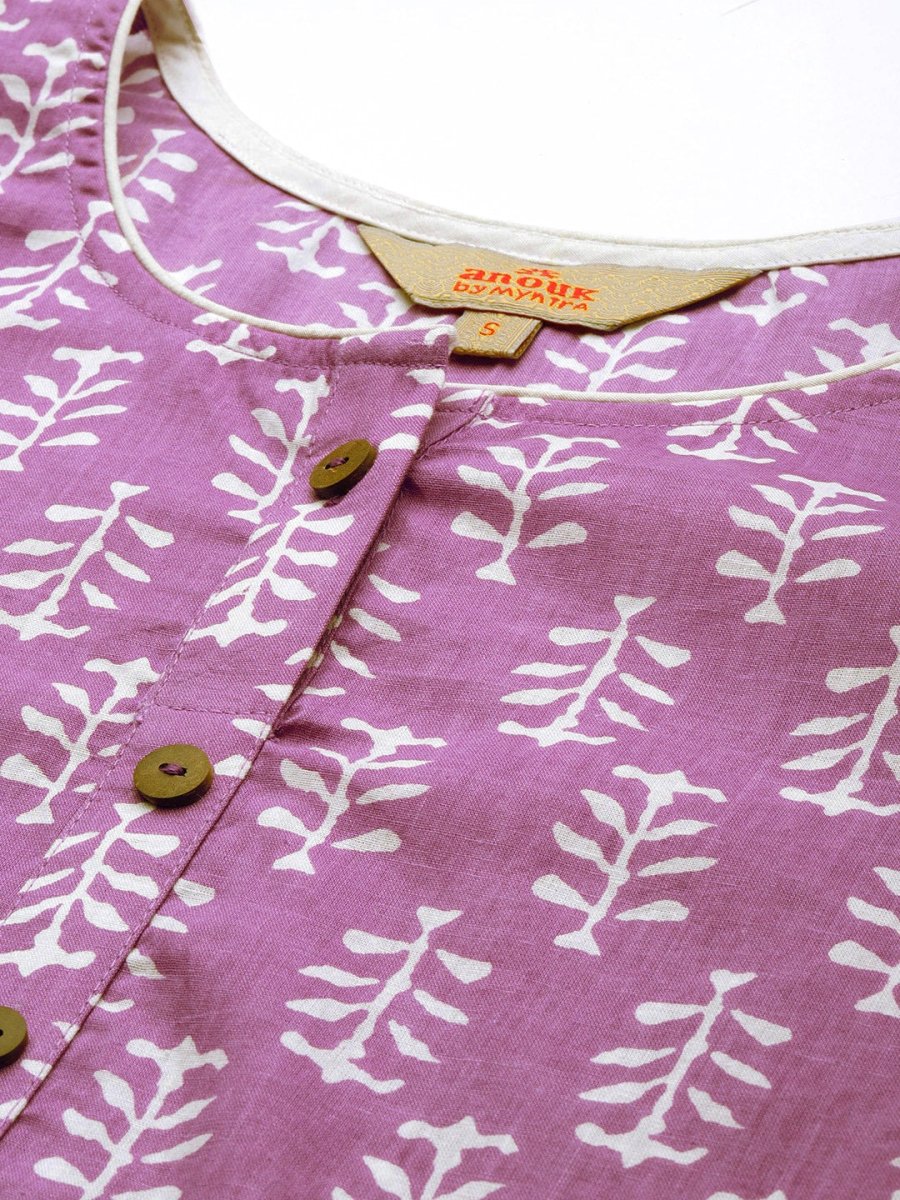 Anouk Ethnic Motifs Printed Pure Cotton Kurta With Palazzos - Distacart