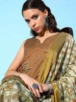 Thumbnail for Ahalyaa Women's Brown Colour Cotton Blend Digital Printed Kurta Palazzo Set With Dupatta - Distacart