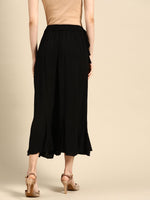 Thumbnail for TAG 7 Women Black Solid Flared Cropped Palazzos