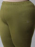 Thumbnail for TAG 7 Women Plus Size Olive Green Solid Ankle-Length Plus Size Leggings - Distacart