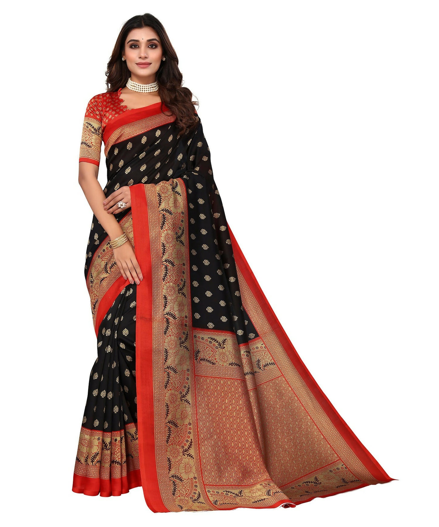 Vamika Black Printed Art Silk Saree - Distacart