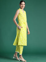 Thumbnail for Indo Era Floral Printed Pure Cotton Kurta with Trousers