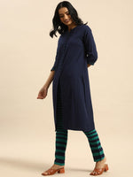 Thumbnail for All About You Women Blue & Green Pure Cotton Kurta with Trousers - Distacart