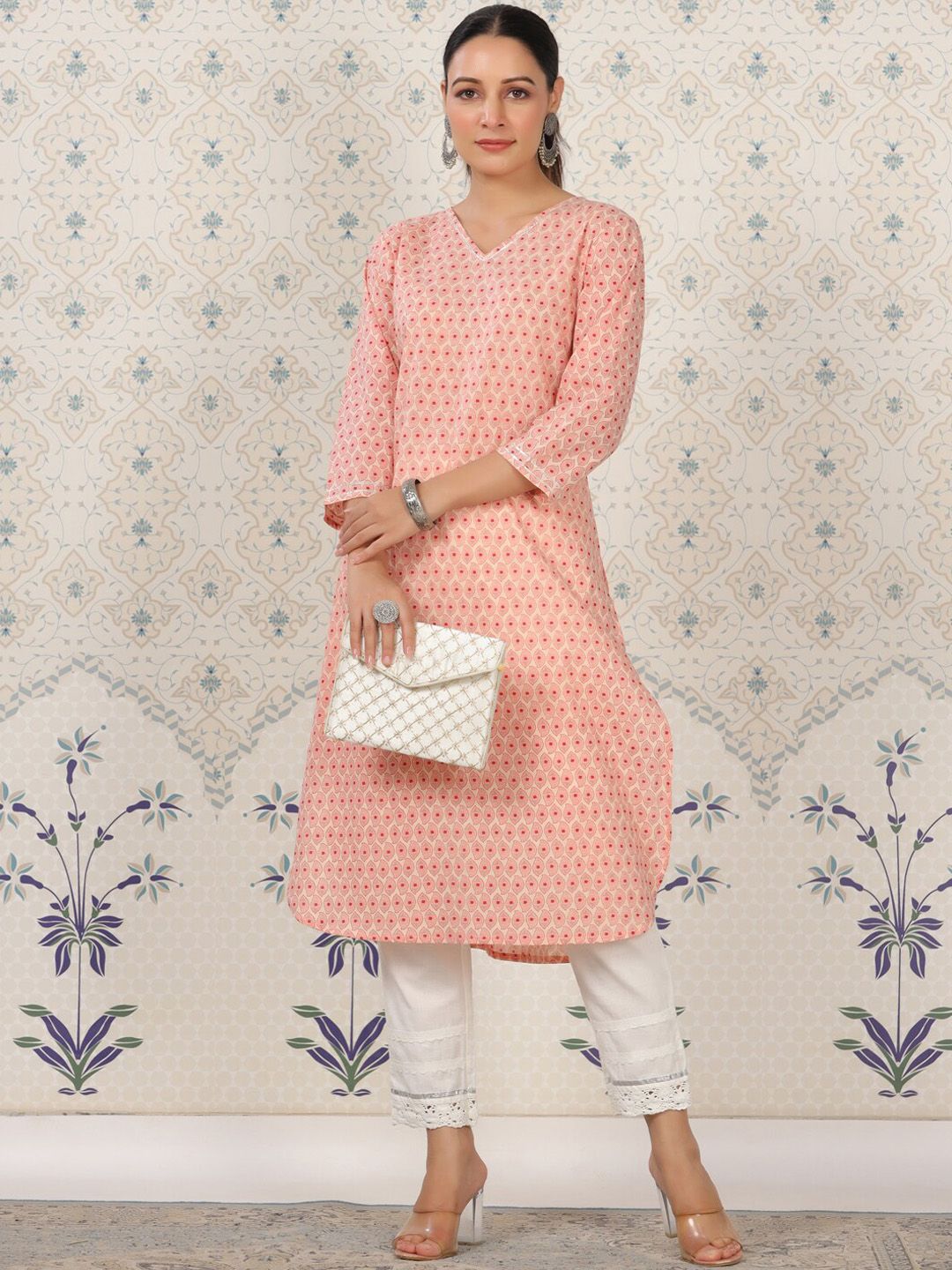 Ode by House of Pataudi Floral Printed Straight Pure Cotton Kurta - Distacart