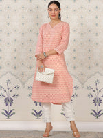 Thumbnail for Ode by House of Pataudi Floral Printed Straight Pure Cotton Kurta - Distacart