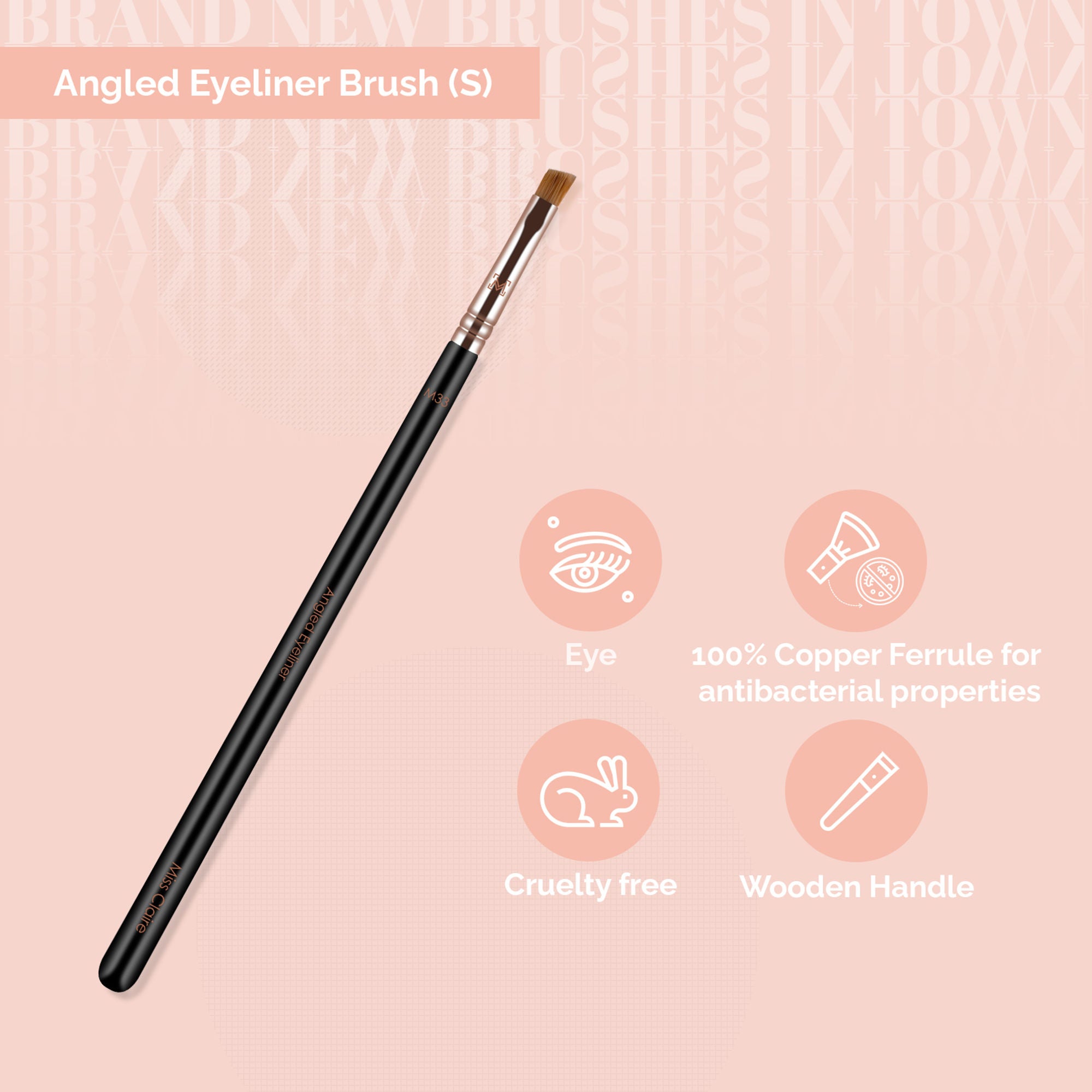 Miss Claire M33 - Angled Eyeliner Brush (S) - Rose Gold