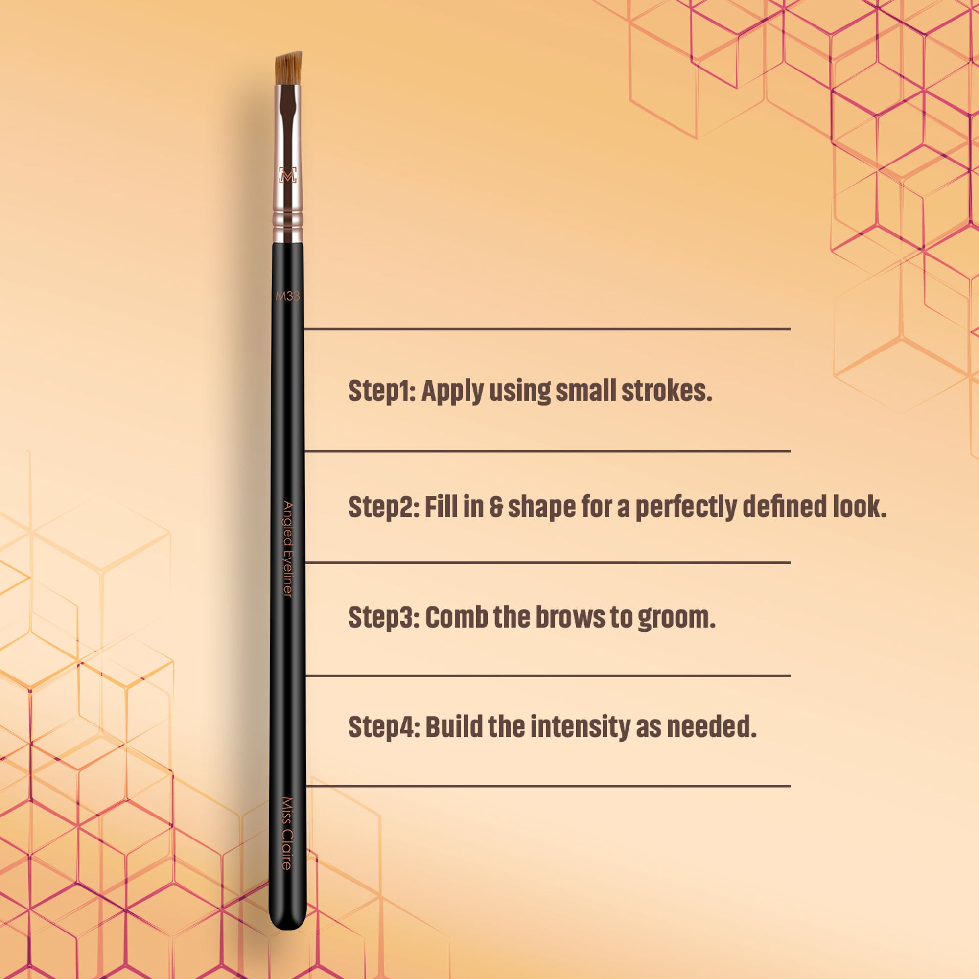 Miss Claire M33 - Angled Eyeliner Brush (S) - Rose Gold