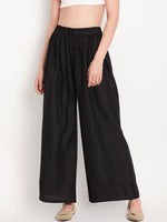 Thumbnail for TAG 7 Women Pack Of 2 White & Black Solid Flared Palazzos