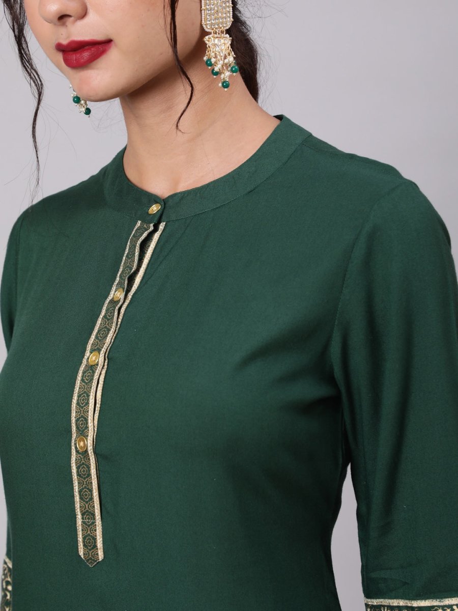 Aks Ethnic Motifs Printed Band Collar Straight Kurta with Trousers - Distacart