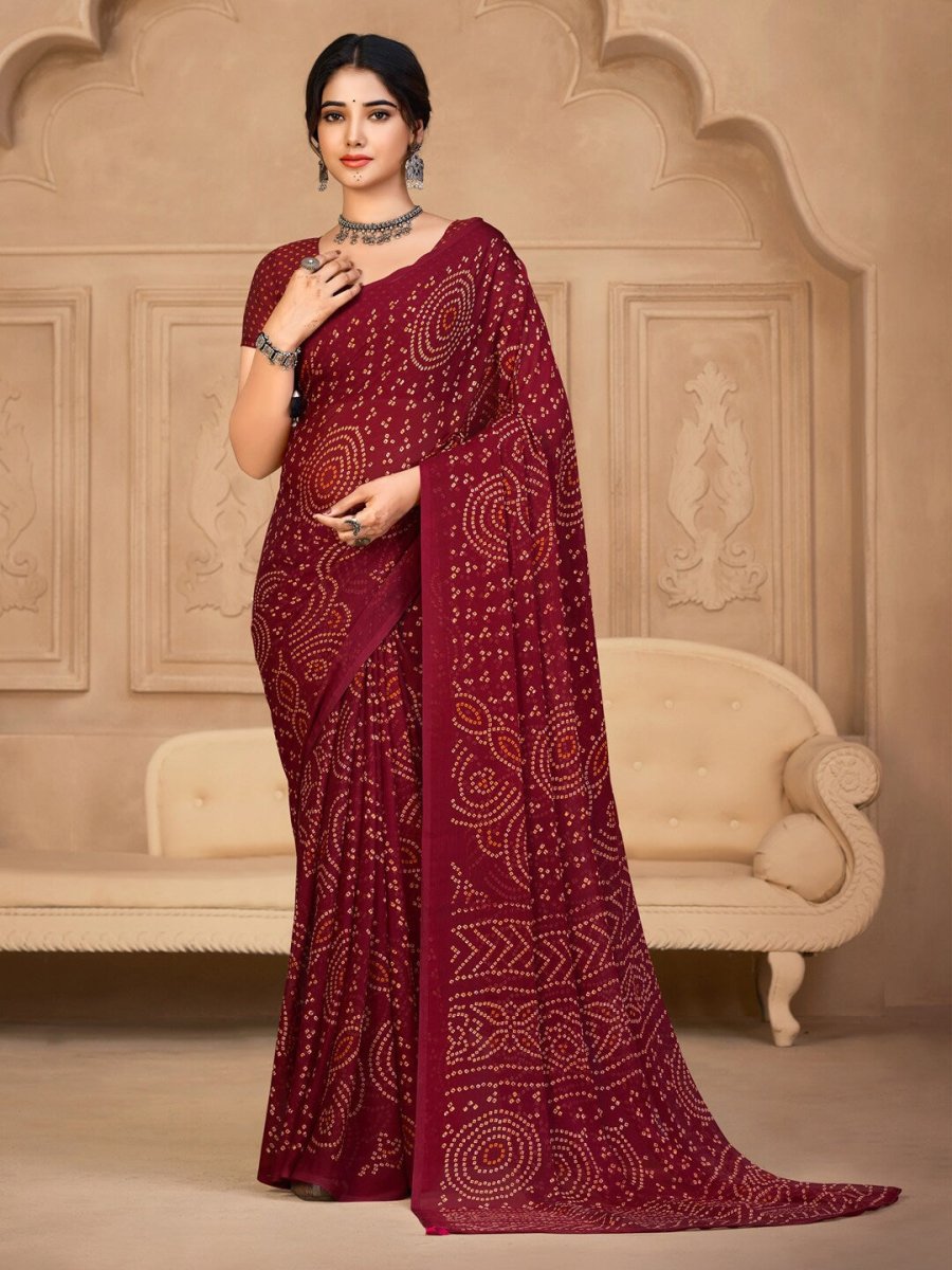 Anouk Bandhani Printed Pure Chiffon Saree - Distacart