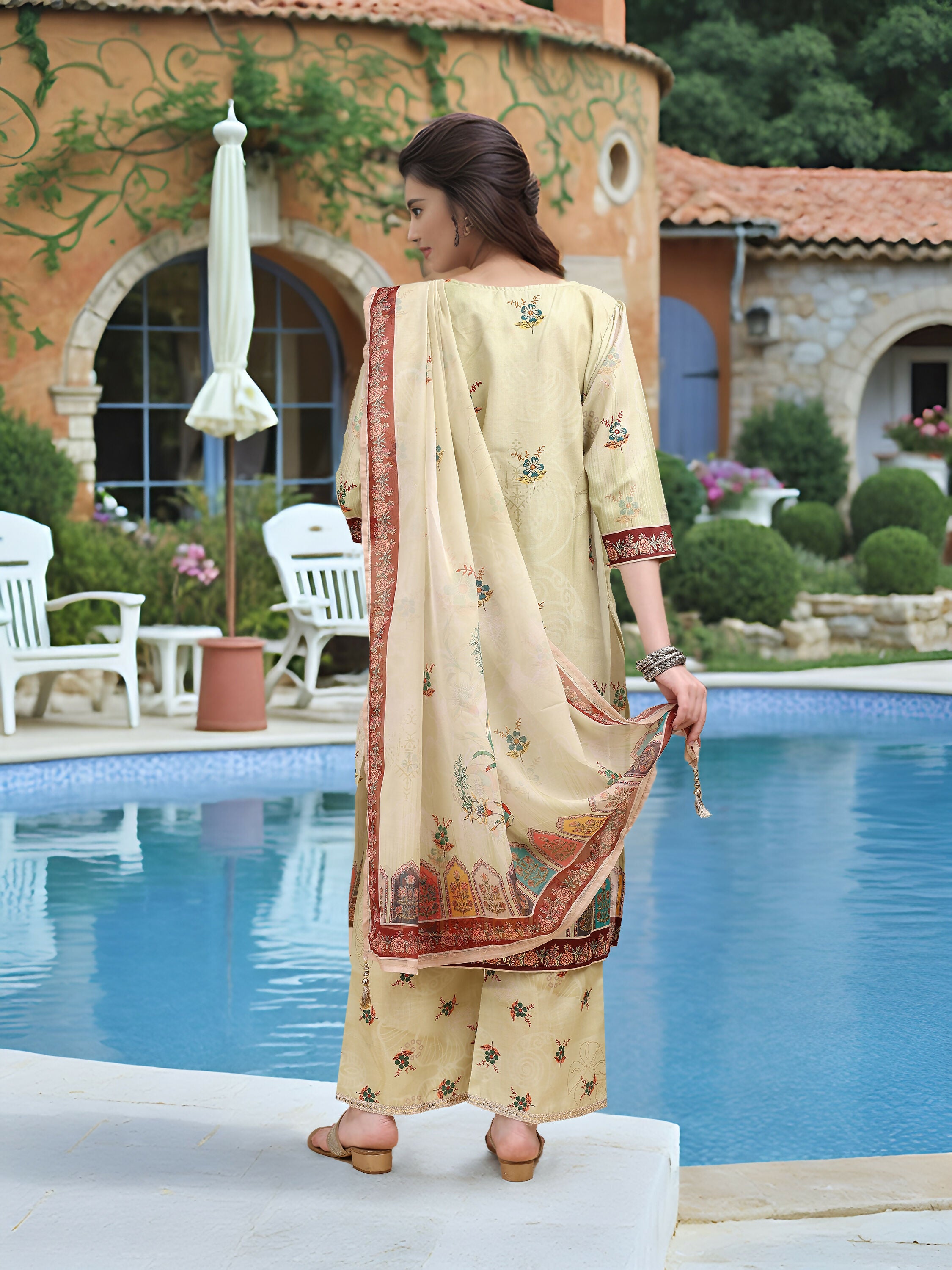 Joban Fashion Off White Position Digital Print With Position Foil Kurta Set