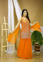 Thumbnail for Joban Fashion Orange Georgette Embroidered Sharara Set - Distacart