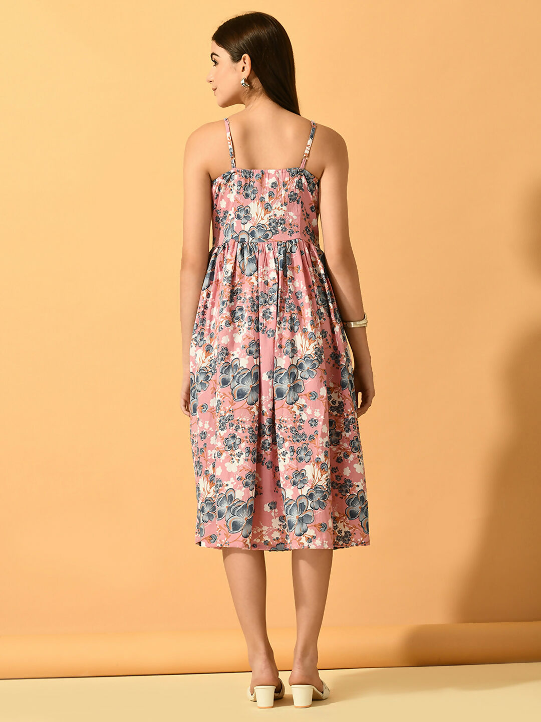 Myshka Women's Pink Fit and Flare Party Dress - Distacart