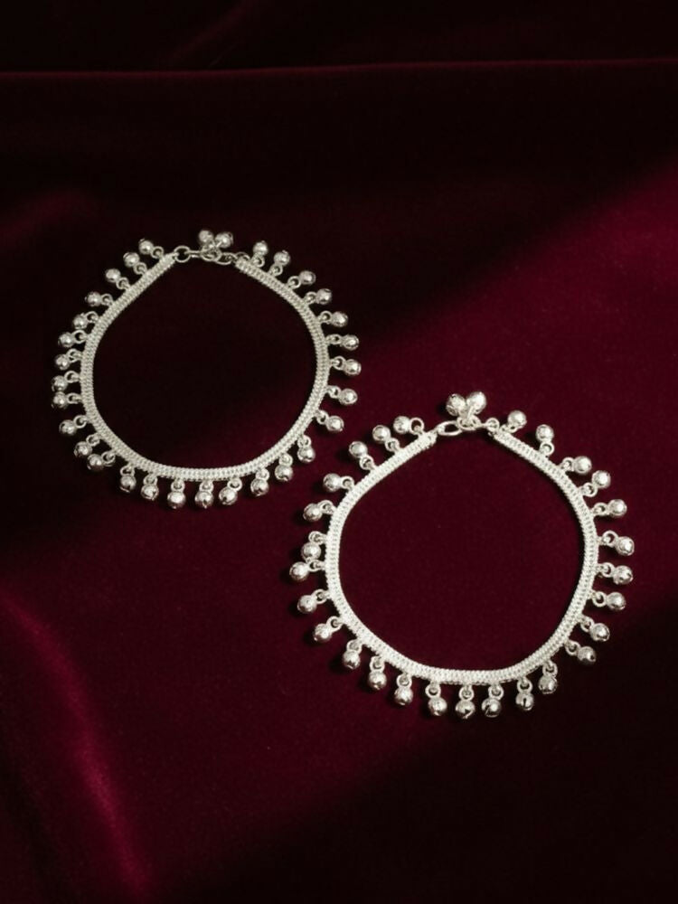 NVR Women Set of 2 Silver Plated Ghunguru Beaded Anklet - Distacart