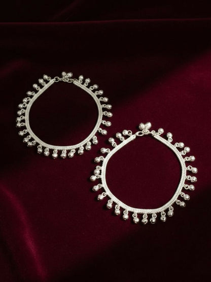 NVR Women Set of 2 Silver Plated Ghunguru Beaded Anklet - Distacart