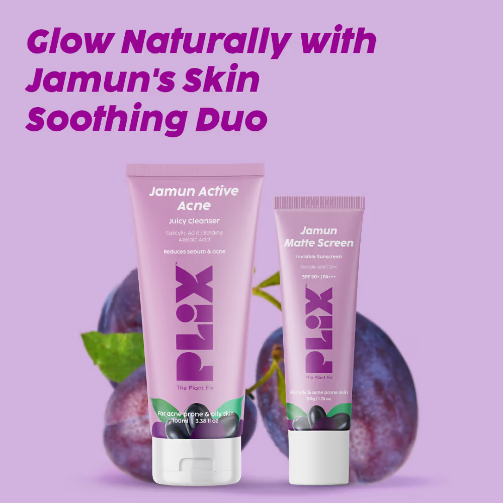 PLIX The Plant Fix Jamun Active Acne Kit With Spf 50+ Sunscreen & Juicy Cleanser - Distacart