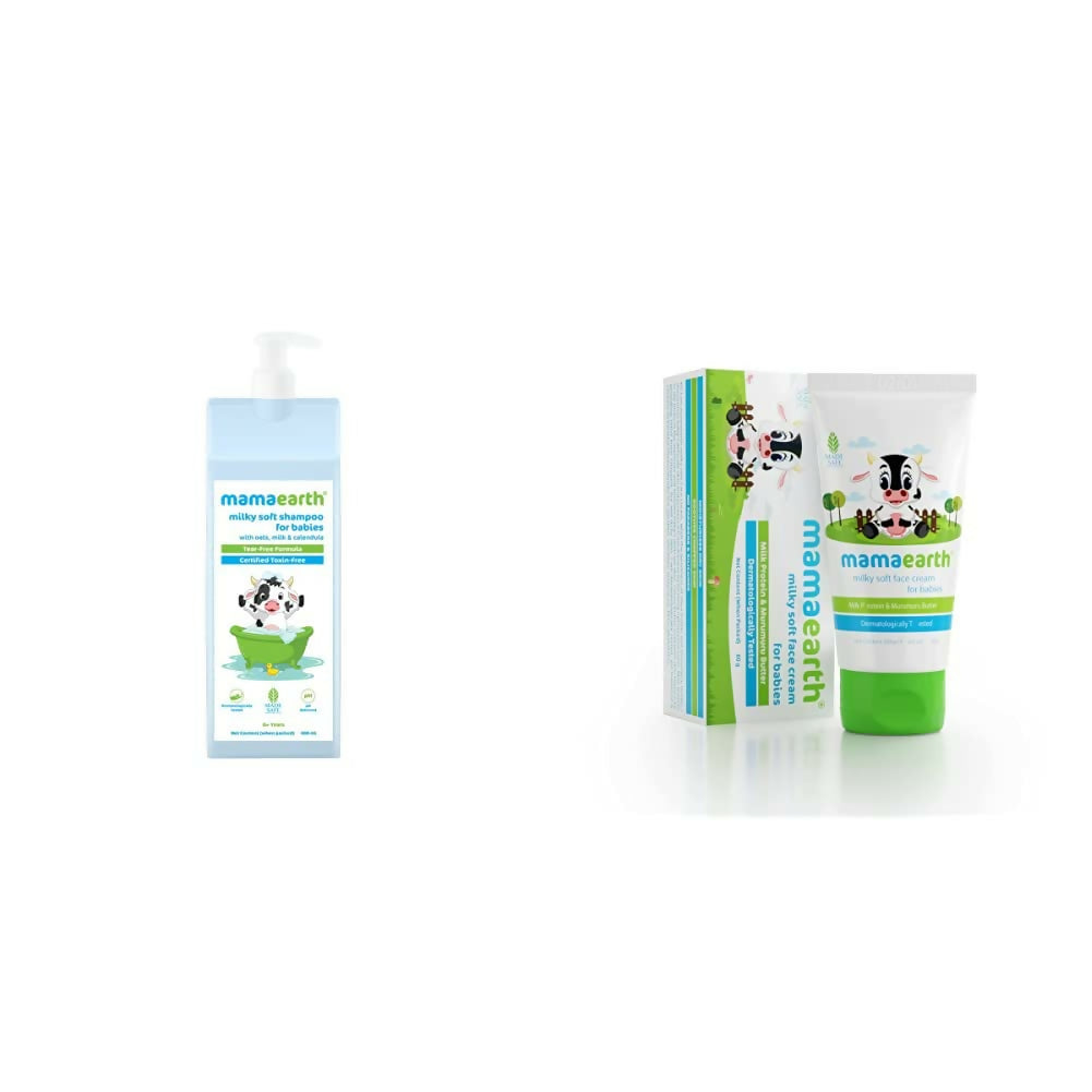 Mamaearth Milky Soft Shampoo & Milky Soft Natural Baby Face Cream for Babies - Distacart