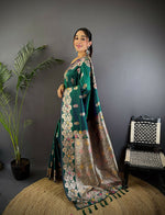 Thumbnail for Joban Fashion Meenakari Teal Green Woven Soft Silk Saree