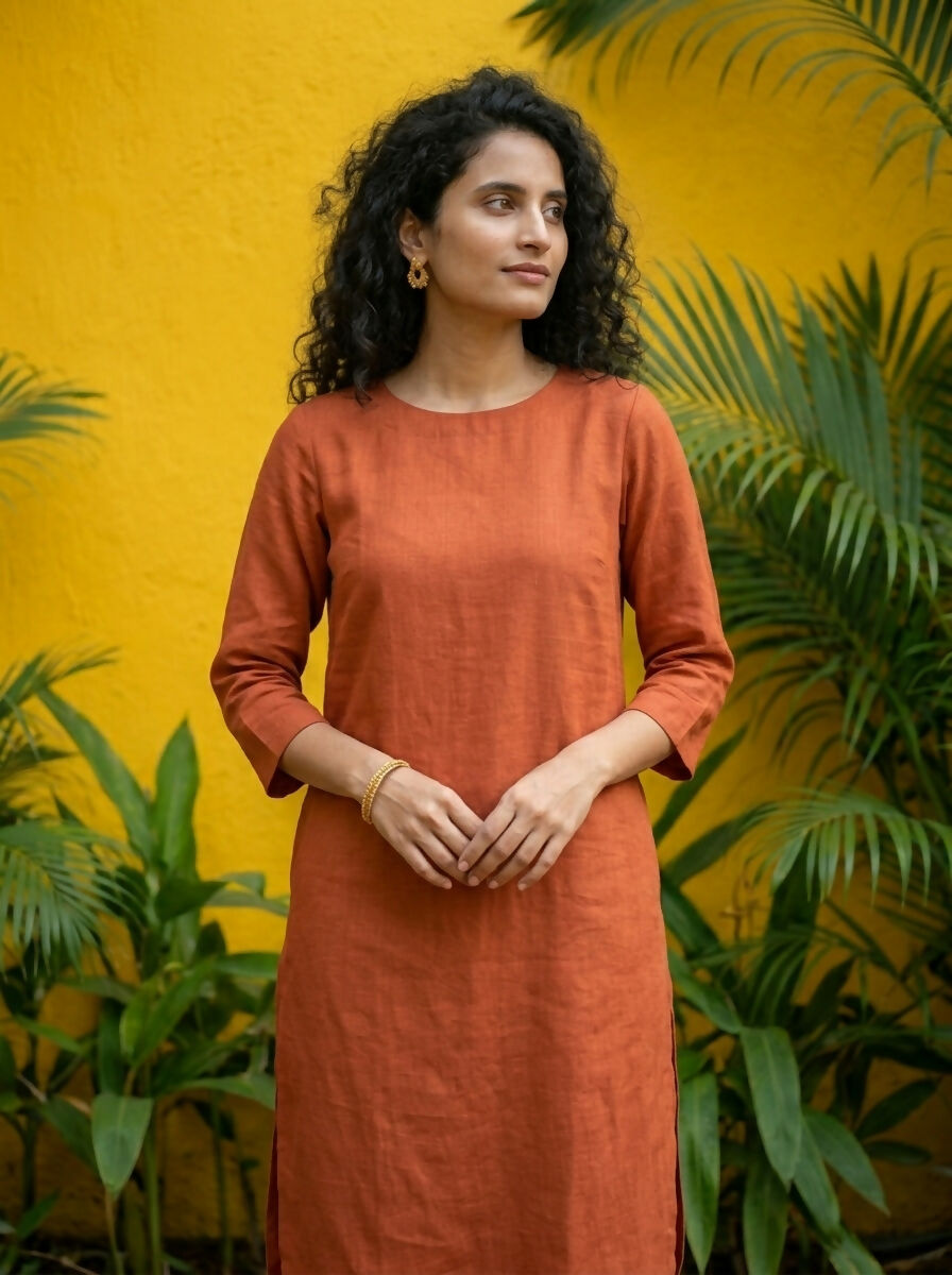 Gharana India Aira Rust Orange Cotton Co-ord Set - Dista