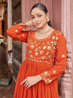 Thumbnail for Joban Fashion Rust Readymade Dress With Sequins embroidery Work