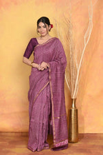 Thumbnail for Very Much Indian Chanderi Natural Dye Handblock Printed Saree - Mauve - Distacart
