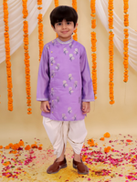 Thumbnail for Lil Drama Mishti Purple Kurta Dhoti Set For Boys
