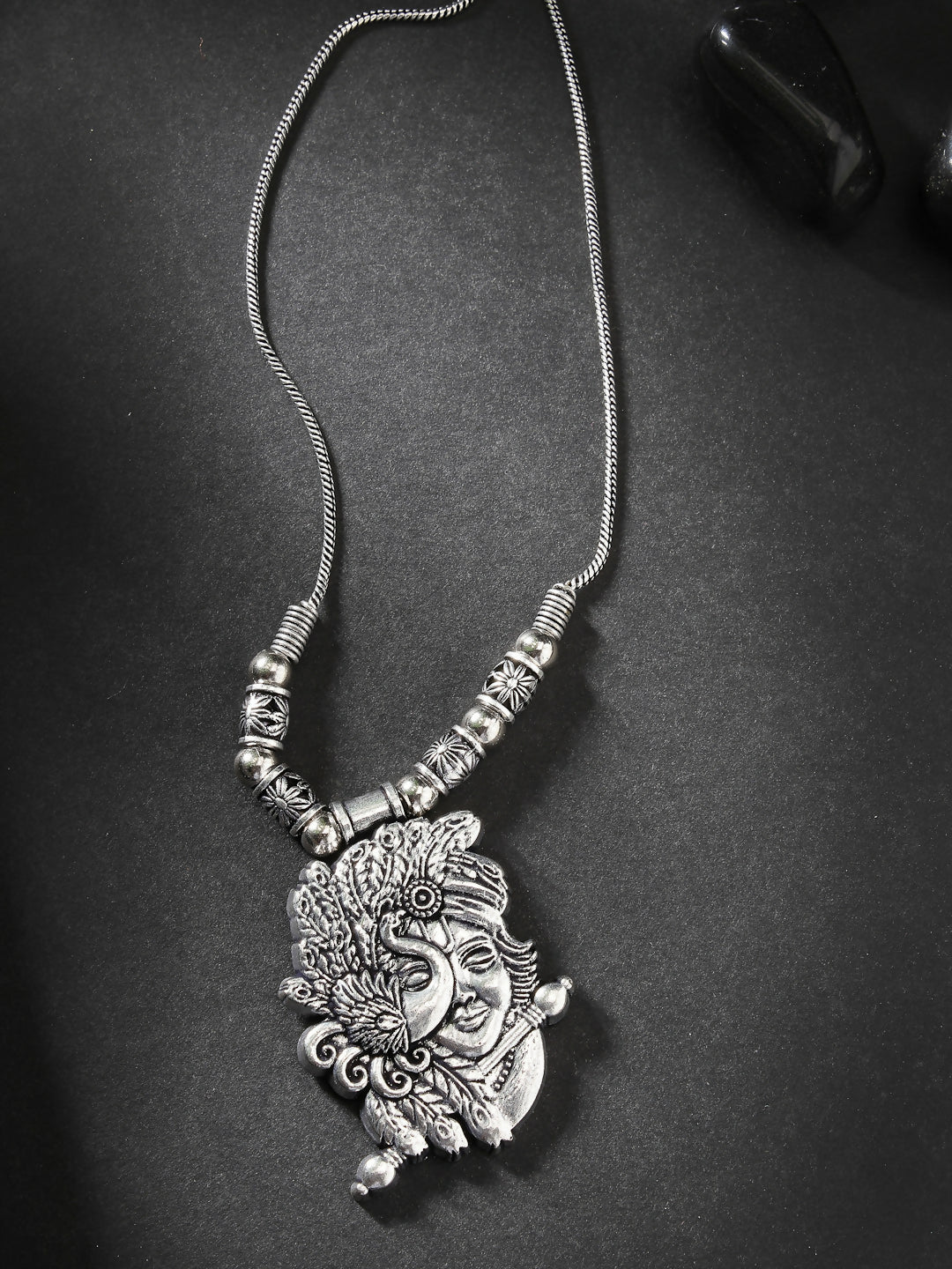 NVR Women's Silver-Toned Krishna Pendant with Chain - Distacart