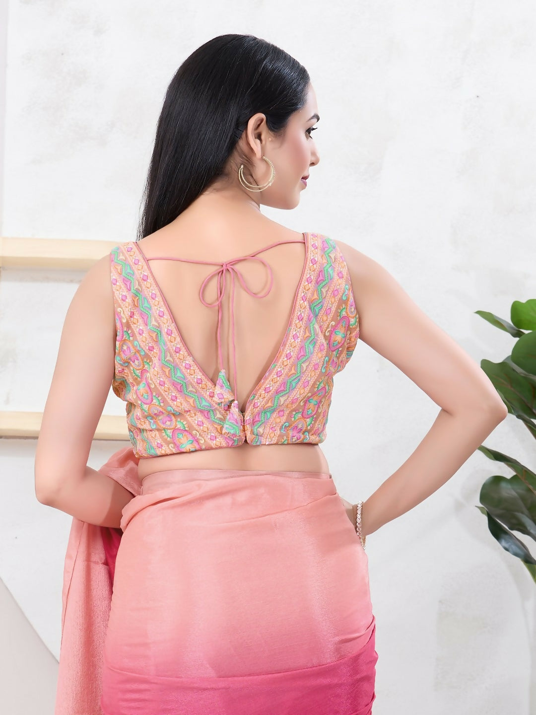 Joban Fashion Pastel-Pink Shift Sleeveless Back Open Blouse