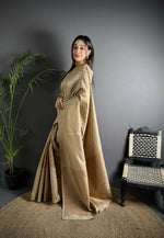 Thumbnail for Joban Fashion Ivory Banarasi Soft Lichi Silk Checks & Woven Saree - Distacart