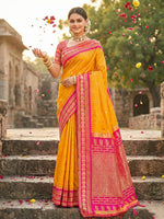 Thumbnail for Shree Shyam Fashion Yellow Soft Silk Saree - Distacart