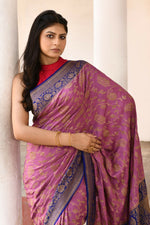 Thumbnail for Joban Fashion Nude Pink Crepe Chiffon Pure Handloom Banarasi Silk Saree